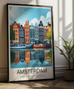 Amsterdam Travel Poster - Canal Houses