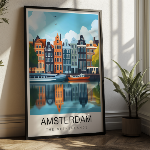 Amsterdam Travel Poster - Canal Houses