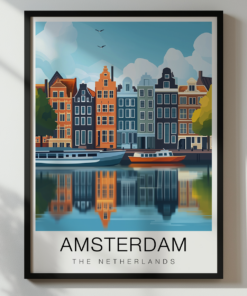 Amsterdam Travel Poster – Canal Houses