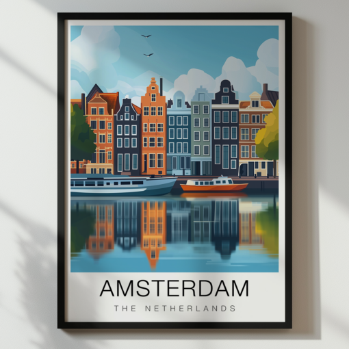 Amsterdam Travel Poster – Canal Houses