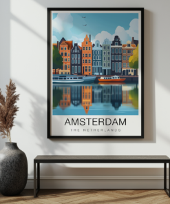 Amsterdam Travel Poster - Canal Houses