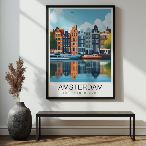 Amsterdam Travel Poster - Canal Houses