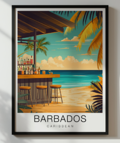 Barbados Travel Poster - Rum Bar