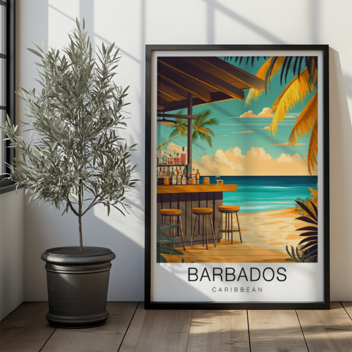 Barbados Travel Poster - Rum Bar