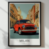 Milan Travel Poster - Fiat 500