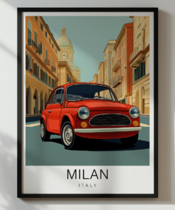 Milan Travel Poster - Fiat 500