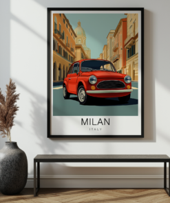 Milan Travel Poster - Fiat 500