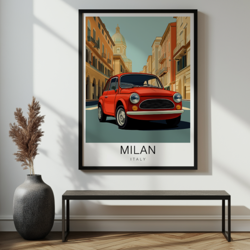 Milan Travel Poster - Fiat 500