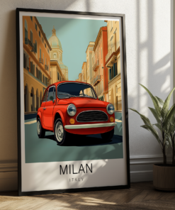 Milan Travel Poster - Fiat 500