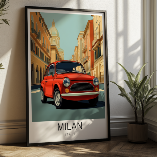 Milan Travel Poster - Fiat 500