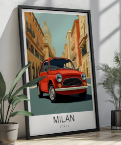 Milan Travel Poster - Fiat 500