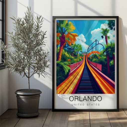 Orlando Travel Poster – Rollercoaster