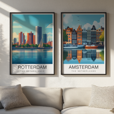 Rotterdam Travel Poster – Skyline