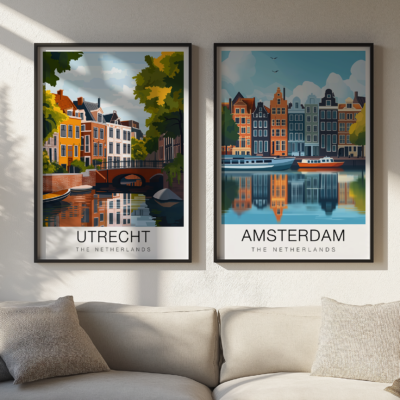 Utrecht Amsterdam Travel Poster