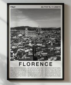 Black and White Florence Travel Poster – Duomo