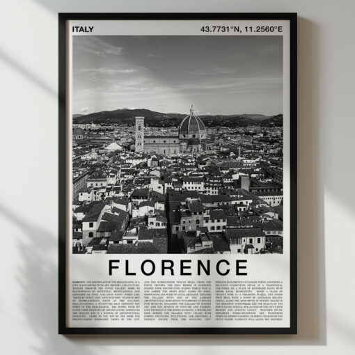 Black and White Florence Travel Poster – Duomo