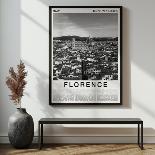 Black and White Florence Travel Poster – Duomo