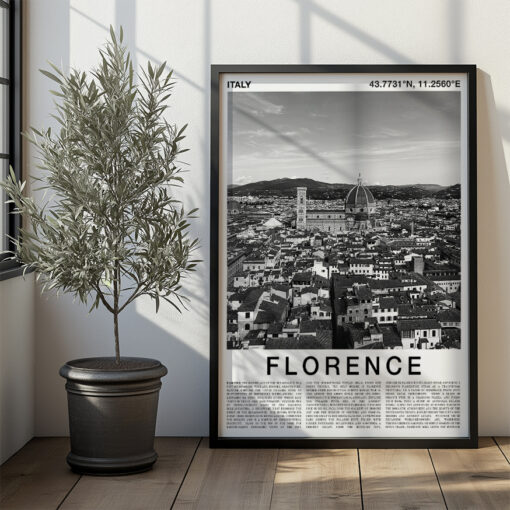 Black and White Florence Travel Poster – Duomo