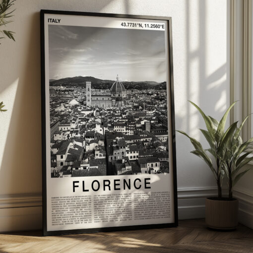 Black and White Florence Travel Poster – Duomo