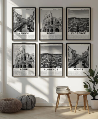 Black and White Florence Travel Poster – Duomo