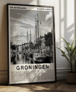 Black and White Groningen Travel Poster