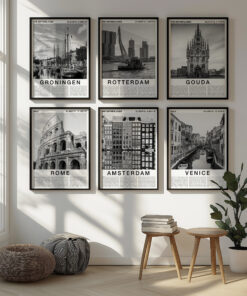 Black and White Groningen Travel Poster