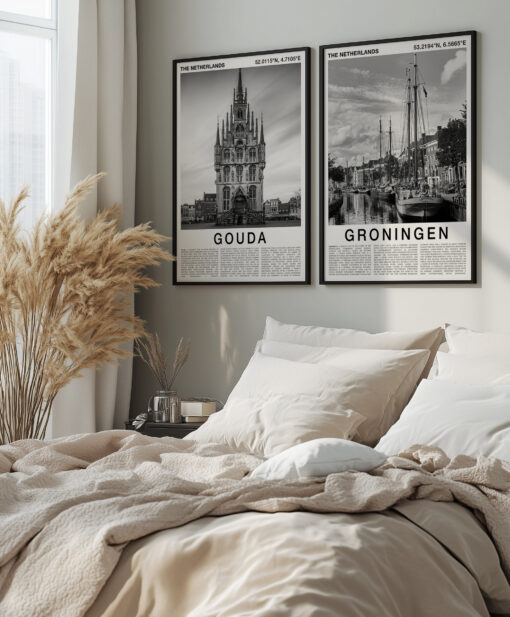 Black and White Groningen Travel Poster