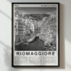 Black and White Riomaggiore Travel Poster