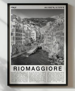 Black and White Riomaggiore Travel Poster