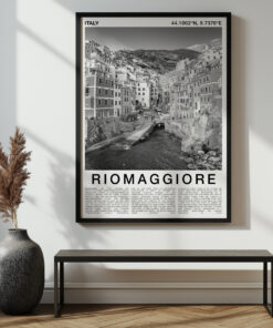 Black and White Riomaggiore Travel Poster