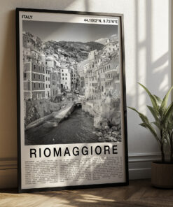 Black and White Riomaggiore Travel Poster