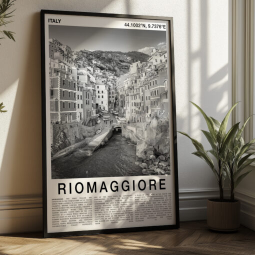 Black and White Riomaggiore Travel Poster