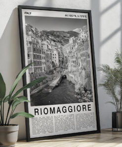 Black and White Riomaggiore Travel Poster