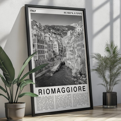 Black and White Riomaggiore Travel Poster