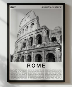 Black and White Rome Travel Poster – The Colosseum