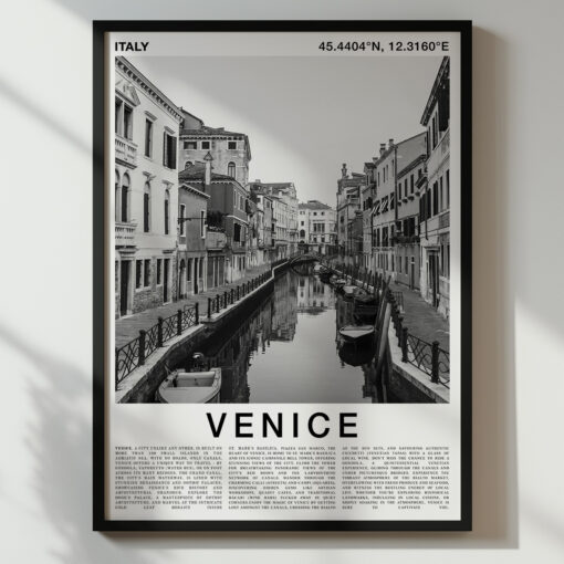 Venice Travel Poster Black And White