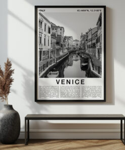 Venice Travel Poster Black And White