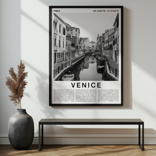 Venice Travel Poster Black And White