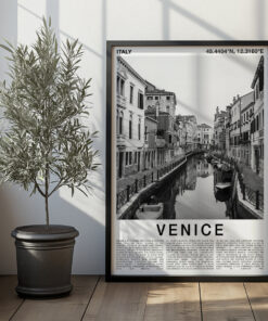 Venice Travel Poster Black And White