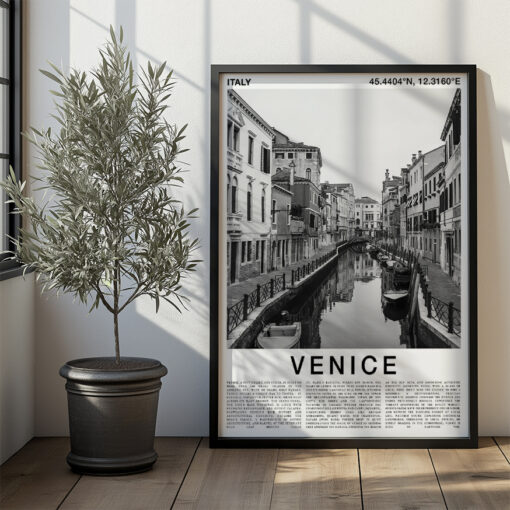 Venice Travel Poster Black And White