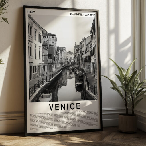 Venice Travel Poster Black And White