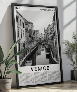 Venice Travel Poster Black And White