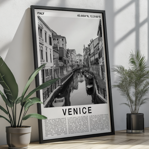 Venice Travel Poster Black And White