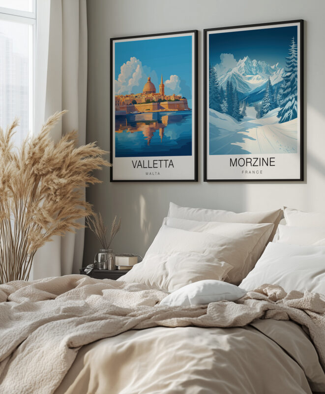 Creating a Travel Poster Feature Wall Above Your Bed